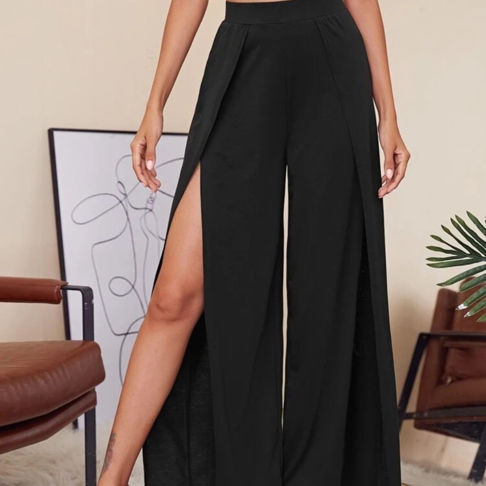 LUSH Satin Wide Leg Pants